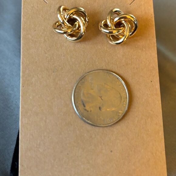 NEW Love Knots Gold Tone Post Earrings NWT - Picture 6 of 6